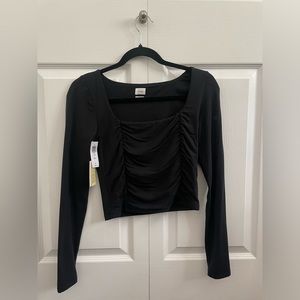 Aritzia Wilfred Black Long Sleeve Square Neck Top